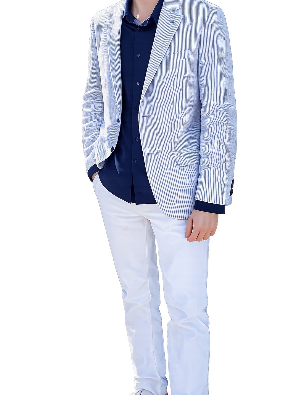 Nautica Light Blue & White Seersucker Blazer